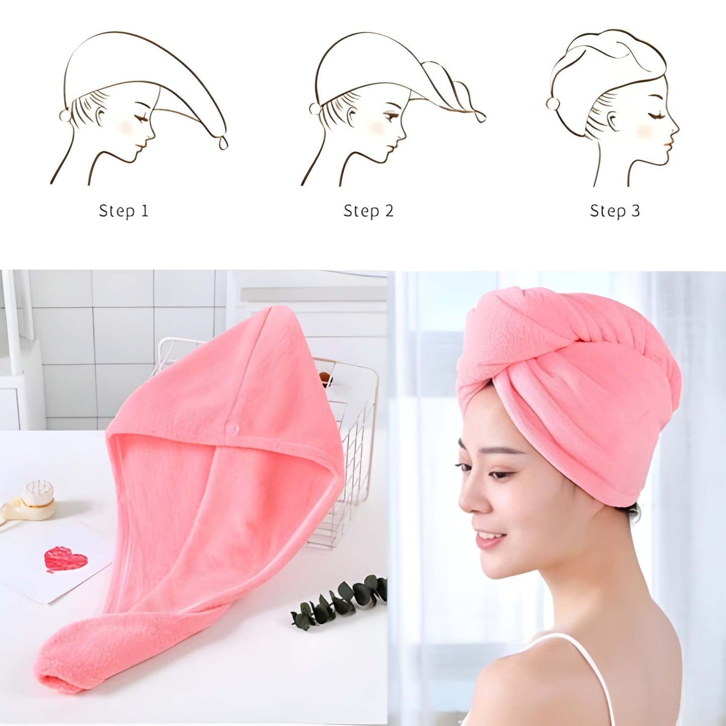 Pack Of 2 Magic Instant Hair Dryer Cap Towel Hair Wrap Towel