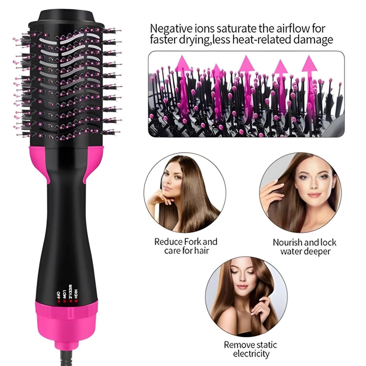 3 in 1 One Step Hair Dryer & Volumizer Brush, Hair Curler & Brush Dryer + Styler Hair Straightener