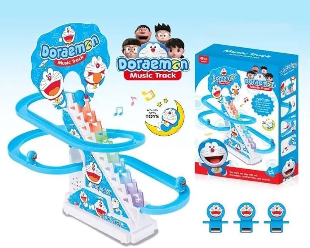 Electric Doraemon Slide Racing Track Set With Lights & Music