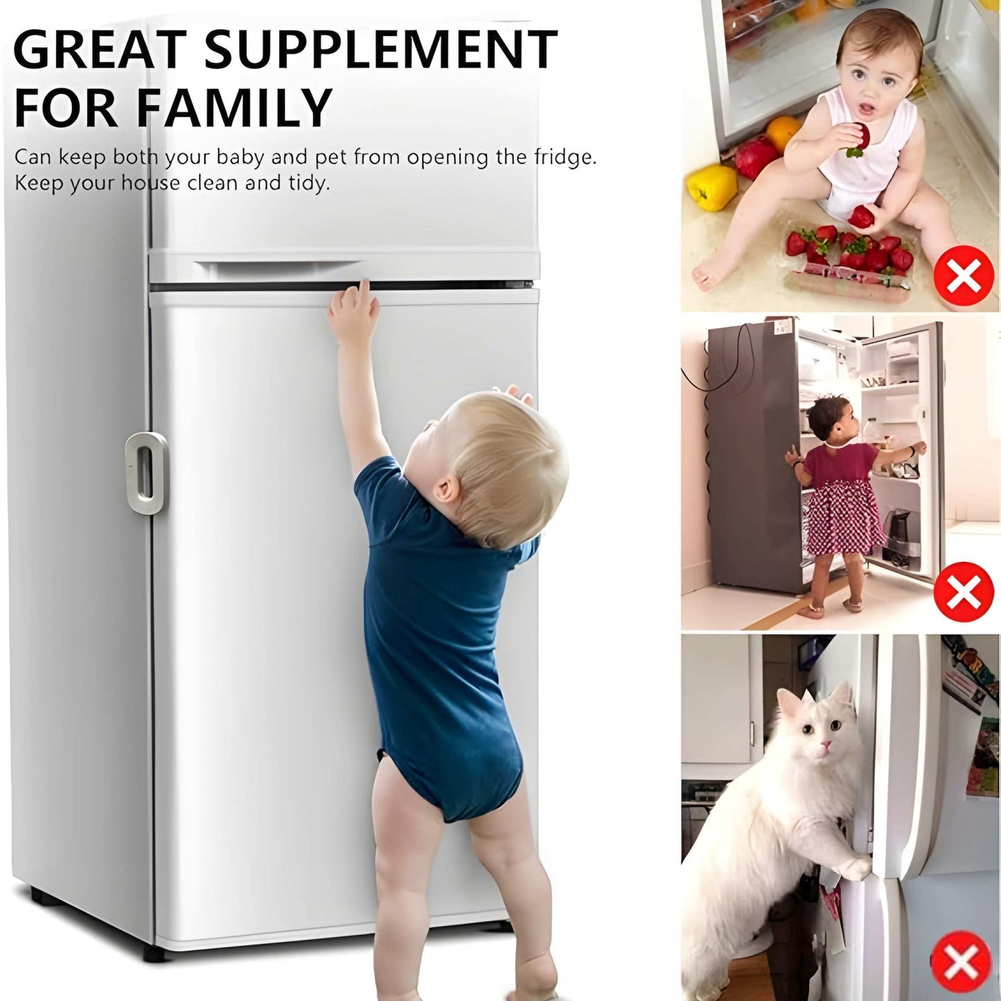 Child Safety Refrigerator Lock – Double Button, Adhesive