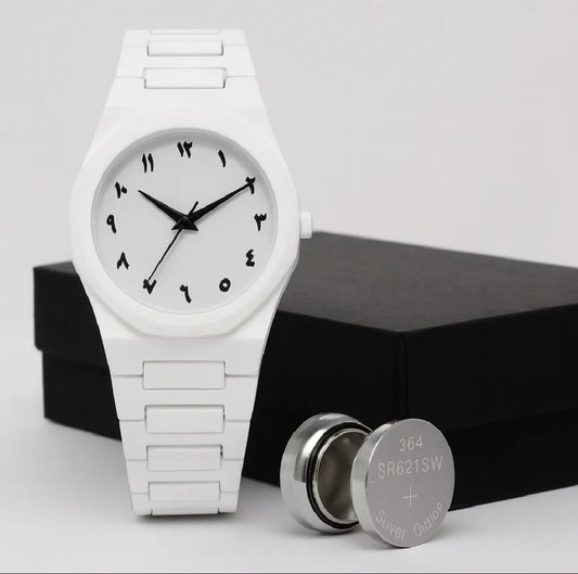 White Aura Couple Watch Stylish Fashion Accessories for Men and Women