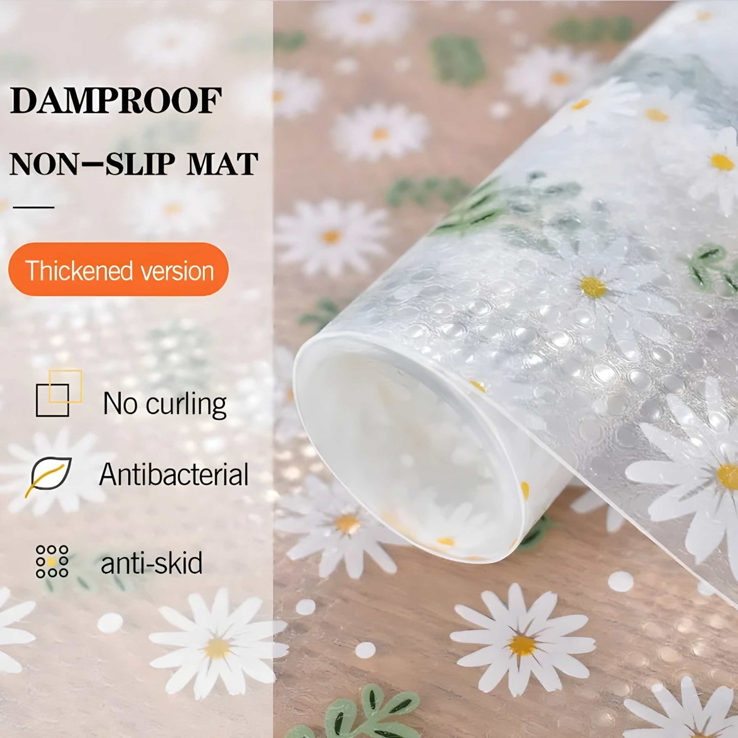 Non-Slip Plastic Shelf Liner Roll, Multipurpose Cabinet Drawer for Kitchen, Fridge, Table (Random Design)