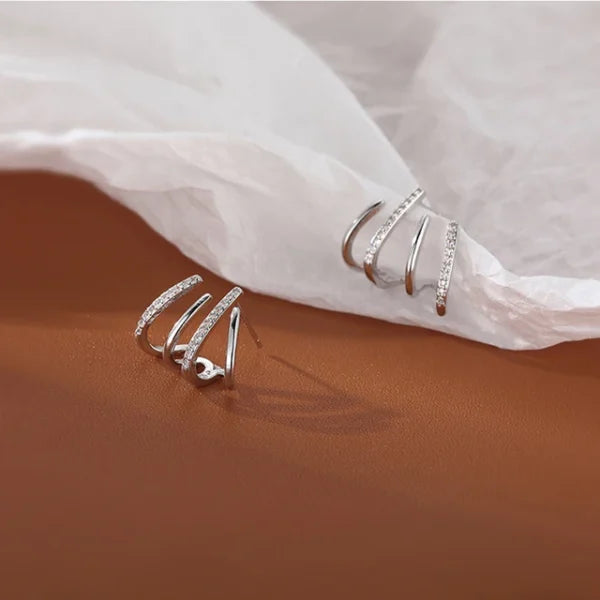 W Shape Zircon Korean Earring Cuff Earrings That Look Like Multiple Piercings