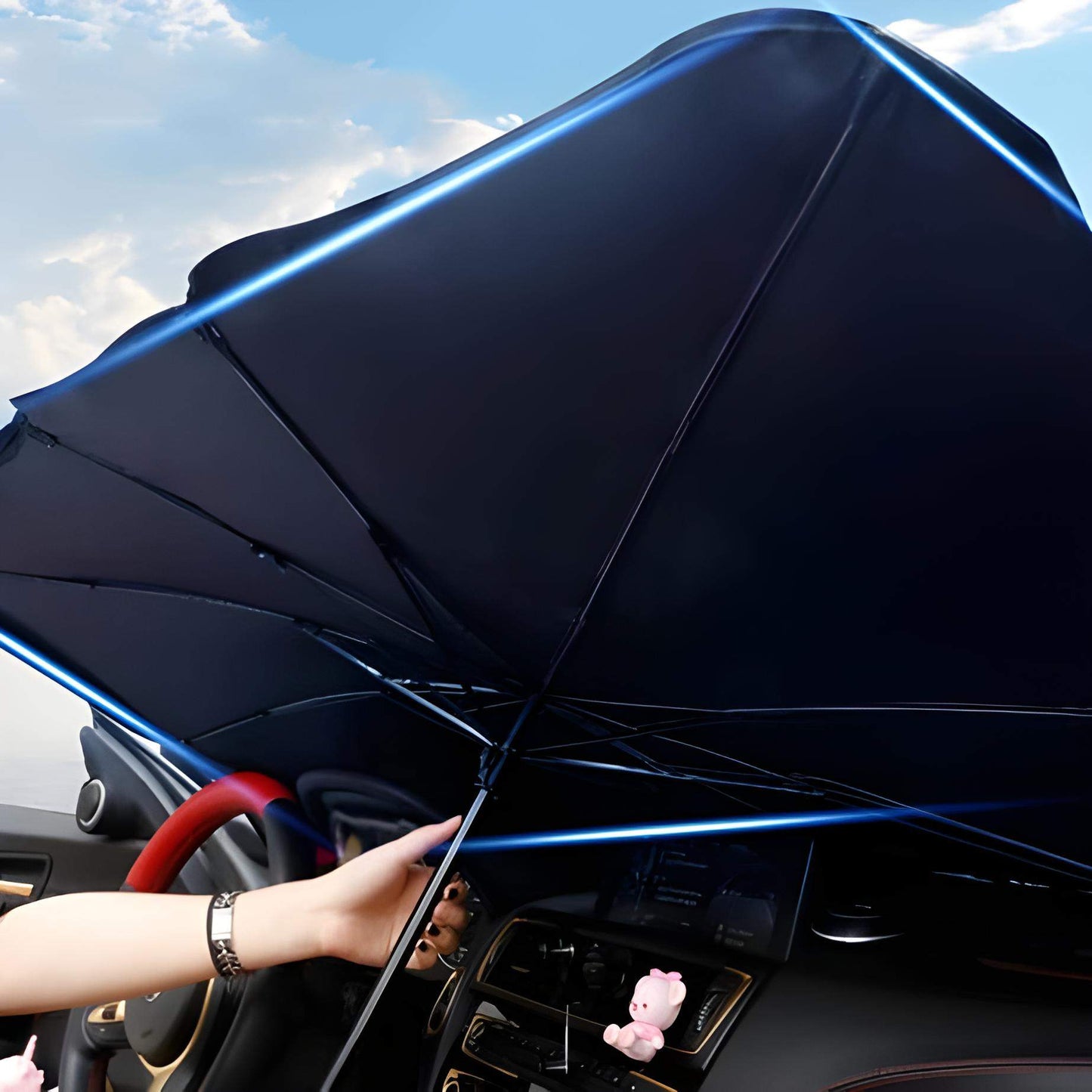 Black ABS Plastic Foldable Universal Car Windshield Sunshade Umbrella for Car Windshield