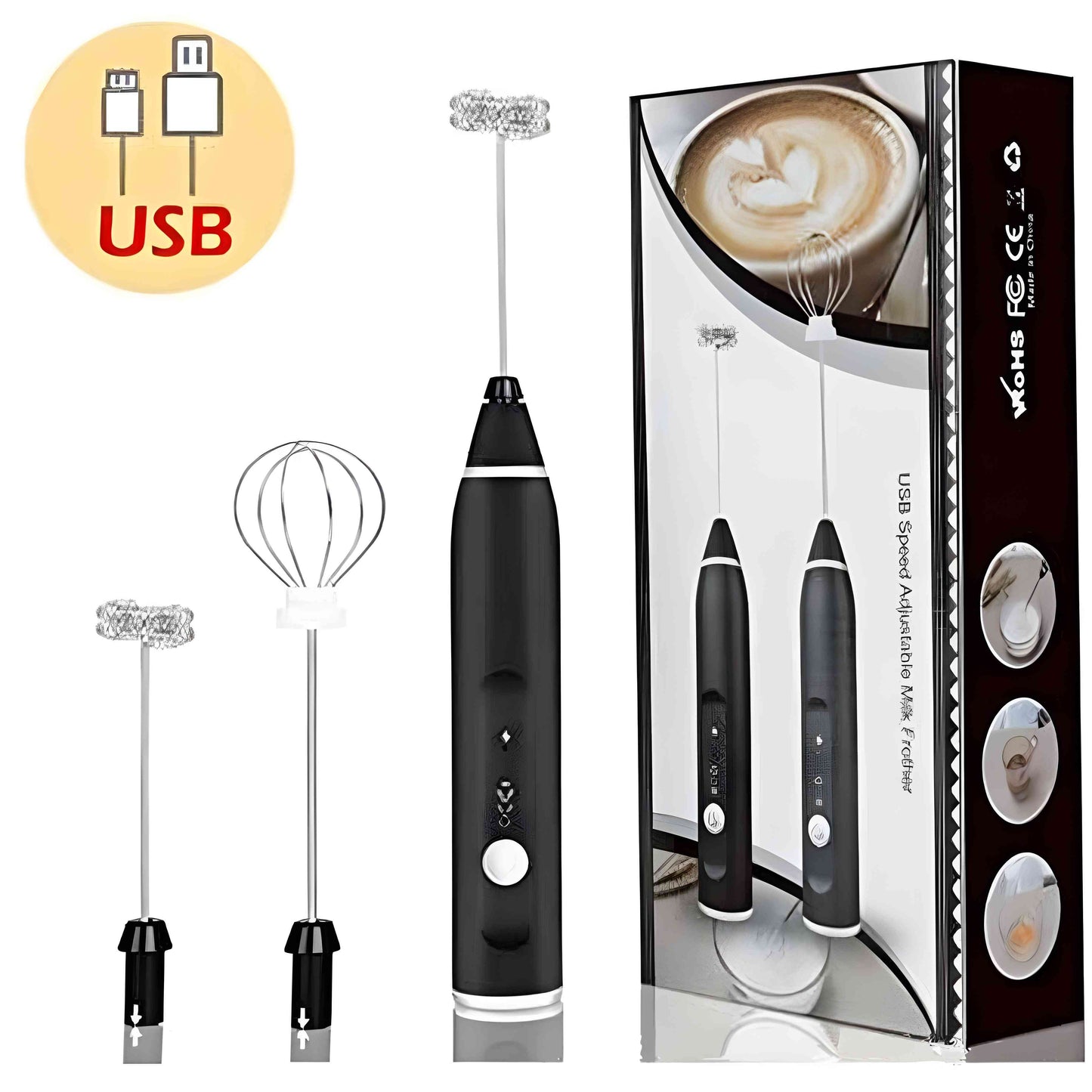 2 In 1 Rechargeable Electric Coffee and Egg Beater and Mixer Milk Frother