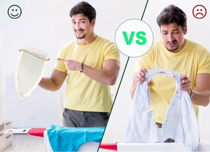 Iron cover for steam iron demo showing smooth glide