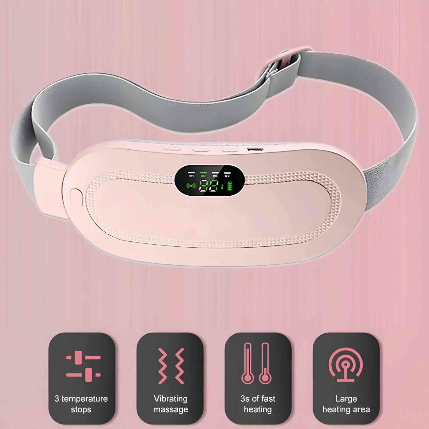 Portable Menstrual Heating Pad with 3 Heat Levels | 4 Vibration Massage Modes