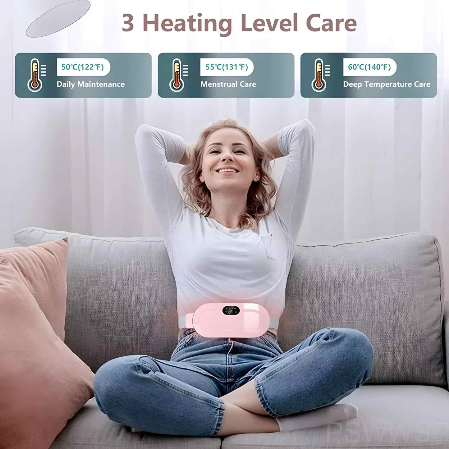 Portable Menstrual Heating Pad with 3 Heat Levels | 4 Vibration Massage Modes
